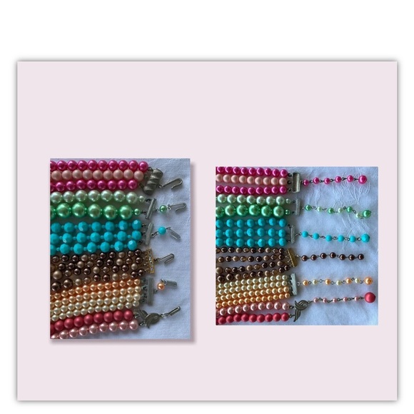 Multi Strand Beaded Necklaces Colourful Vintage Adjustable Choker Lot - Picture 10 of 11